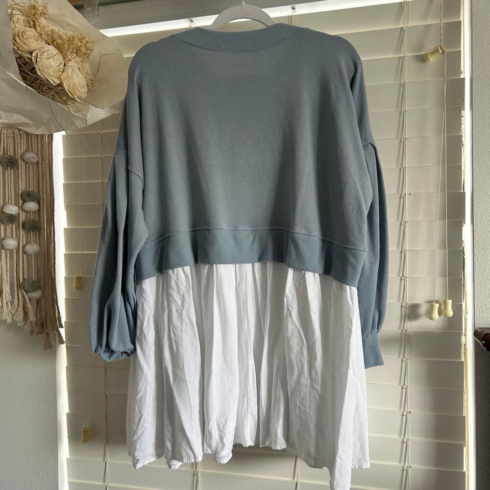 Altar’d State Blue Layered Sweatshirt Mini Dress Preppy Coastal Size Small - Picture 5 of 7